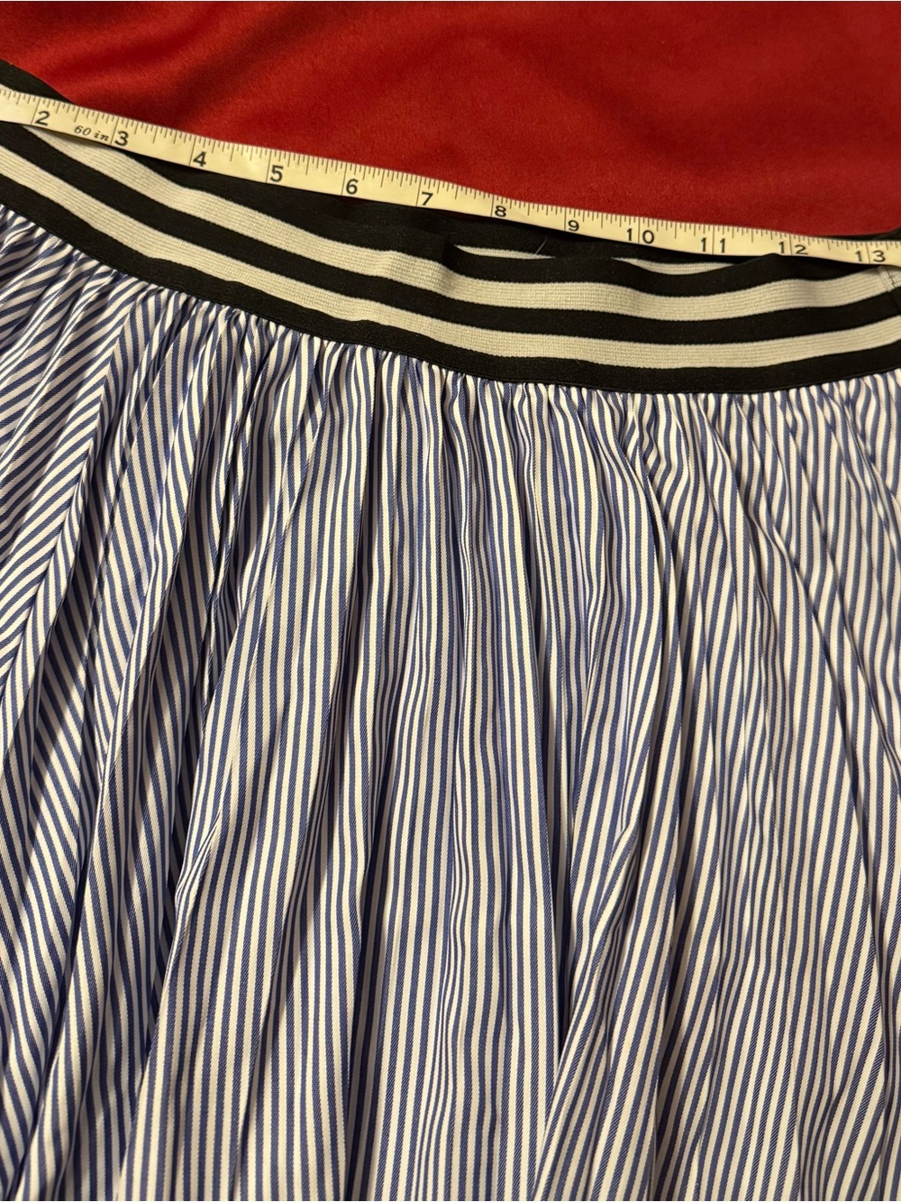 Chicwish Blue and White Striped Maxi Skirt with Black Contrast Waistband - Picture 6 of 8